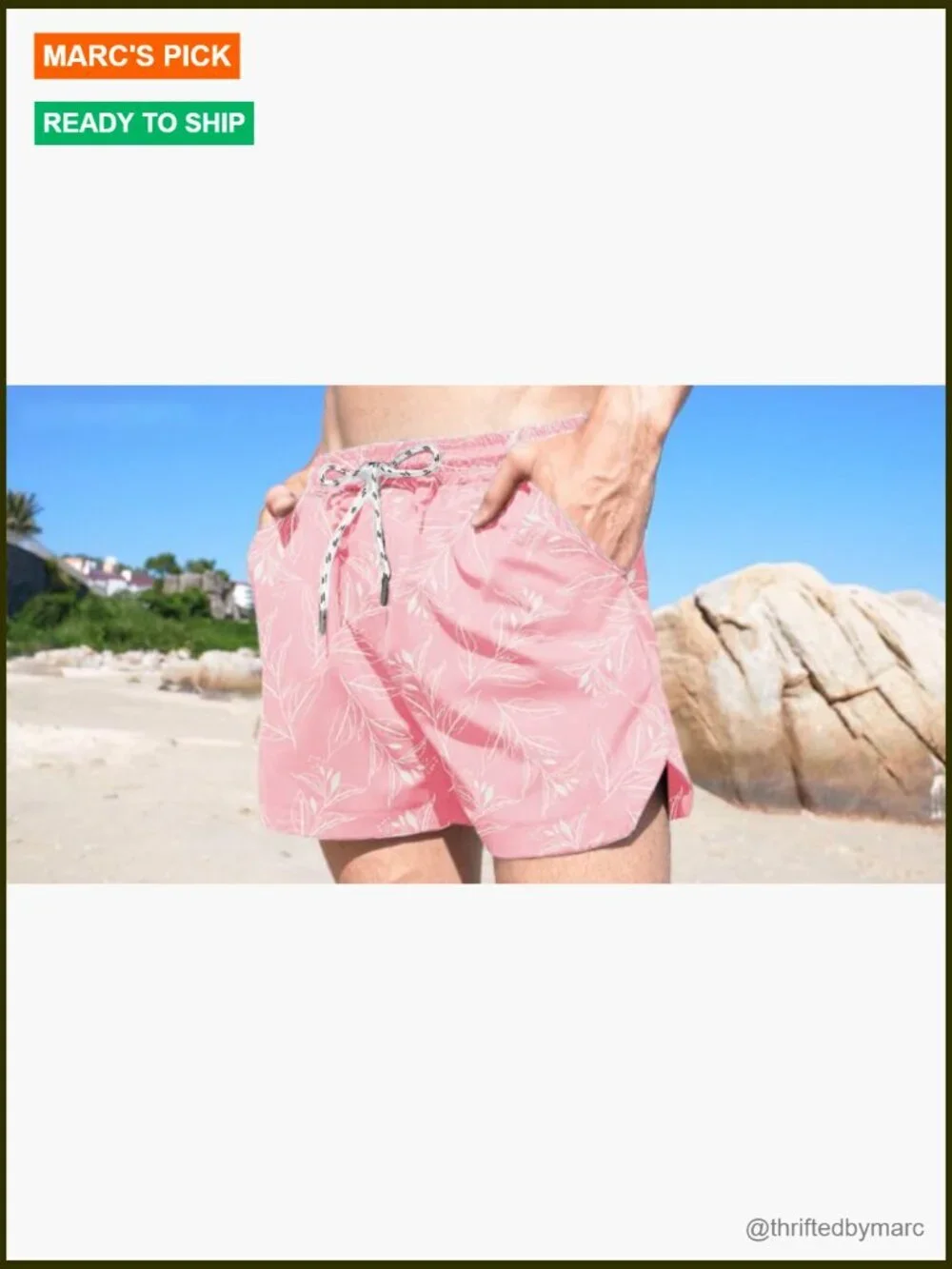 Men's Quick Dry Board Shorts with Pockets 5 Inch Inseam